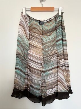 TRIBAL Abstract Chiffon A-Line Midi Skirt Size 4